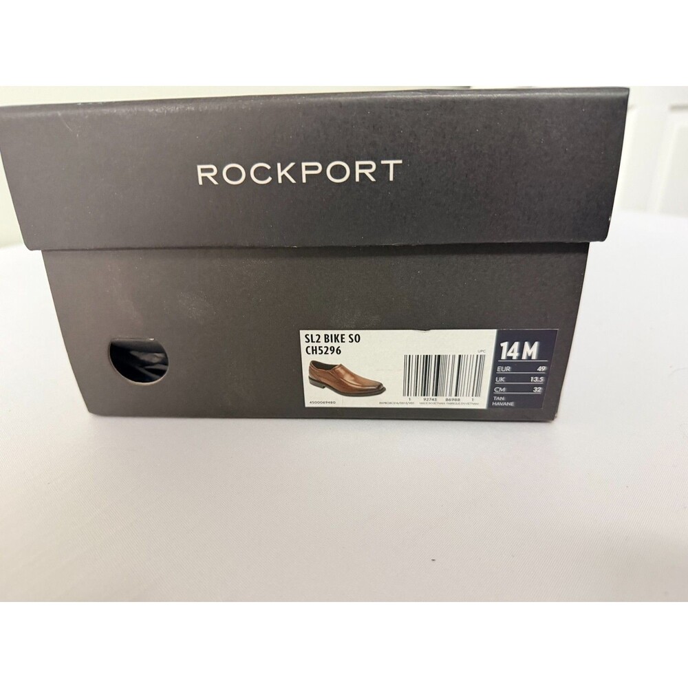 Rockport SL2 Bike SO CH5296 Mens Size 14M Tan Havana Leather Slip On NIB - Picture 7 of 9